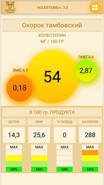 Holesterin 3.0 — Здоровье и фитнес, скриншот интерфейса 3