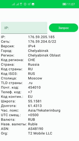 Simple IP Info — Инструменты, скриншот интерфейса 3