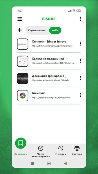 Менеджер закладок E-Surf — Инструменты, скриншот интерфейса 6