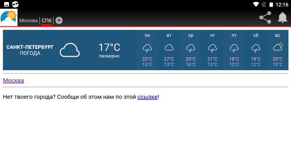 The Russia Weather — Погода, скриншот интерфейса 2
