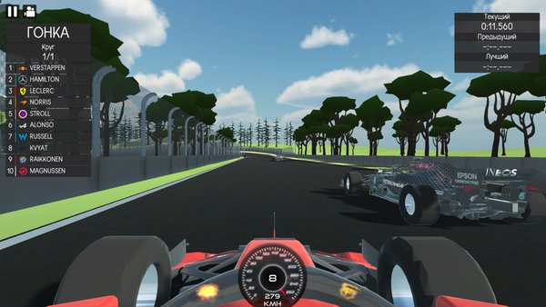 Formula 1 Racing — Гонки, скриншот интерфейса 2