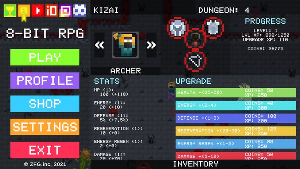 8-Bit RPG — MMORPG, скриншот интерфейса 2