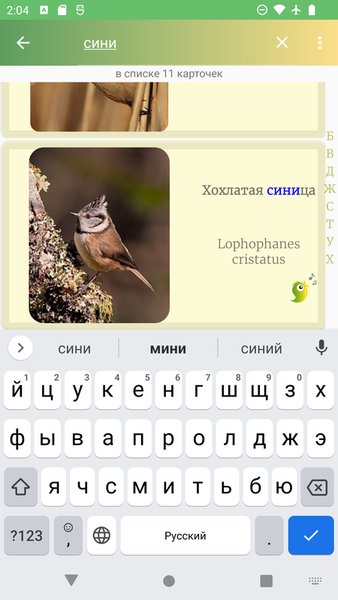 Птицы России   — Книги и справочники, скриншот интерфейса 2