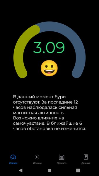 Meteo Assist - магнитные бури — Погода, скриншот интерфейса 1
