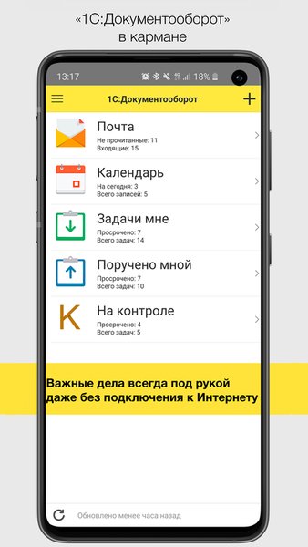 1С:Документооборот 2.2 — Бизнес, скриншот интерфейса 1