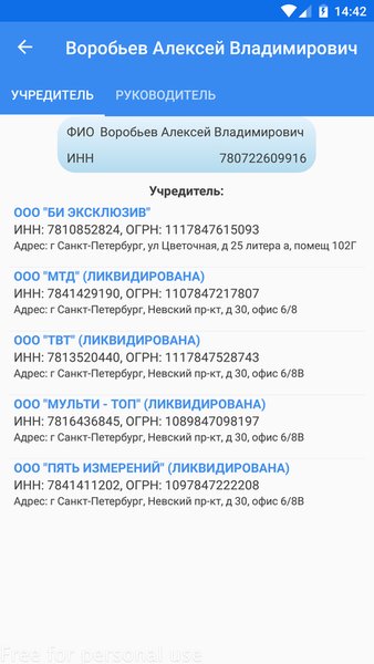 Сведения из ЕГРЮЛ/ЕГРИП — Бизнес, скриншот интерфейса 5