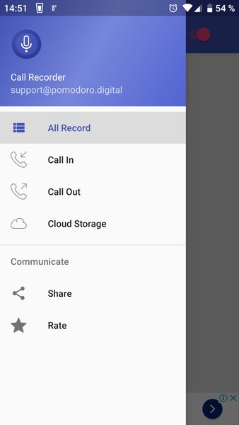 Calldio - Запись звонков — Инструменты, скриншот интерфейса 2