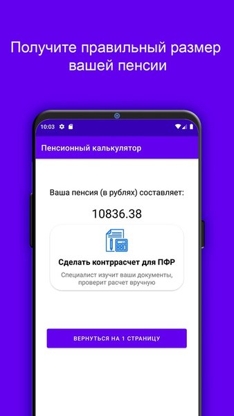 Пенсионный калькулятор РФ — Финансы, скриншот интерфейса 4