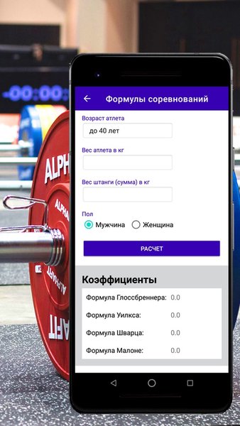 Калькулятор пауэрлифтра — Спорт, скриншот интерфейса 4