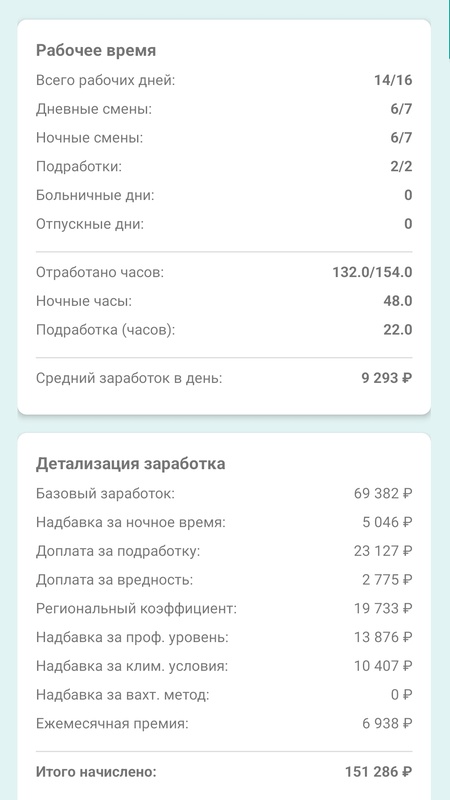 Мой график смен — Работа, скриншот интерфейса 6