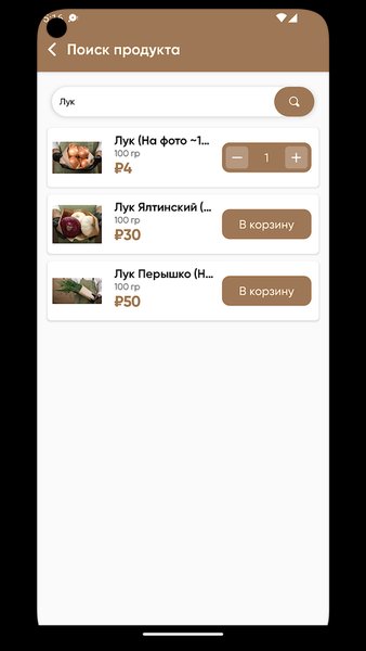 Пакет — Еда и напитки, скриншот интерфейса 4