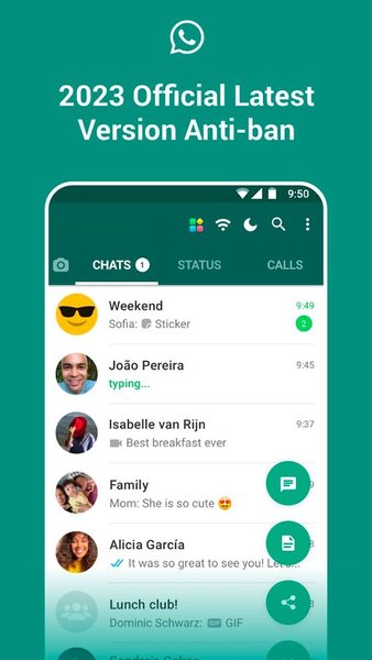 GBWhatsApp — Связь, скриншот интерфейса 1