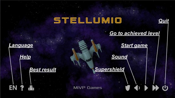Stellumio — Шутеры, скриншот интерфейса 2