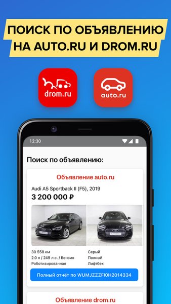 Проверка авто по базе ГИБДД РФ — Автомобили и транспорт, скриншот интерфейса 2