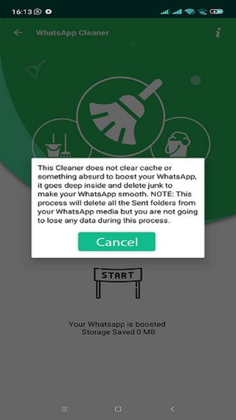 Очиститель WhatsApp — Социальные, скриншот интерфейса 2