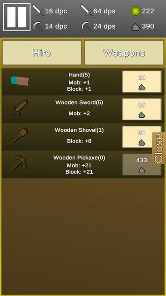 MineClicker — Аркады, скриншот интерфейса 1