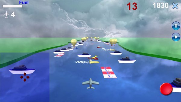 Самолет над рекой 3D — Военные, скриншот интерфейса 2