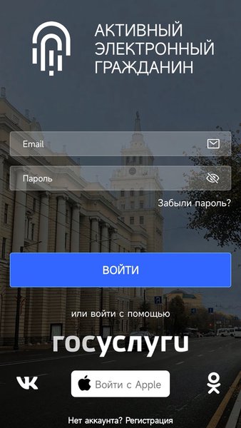 Активный электронный гражданин — Социальные, скриншот интерфейса 1