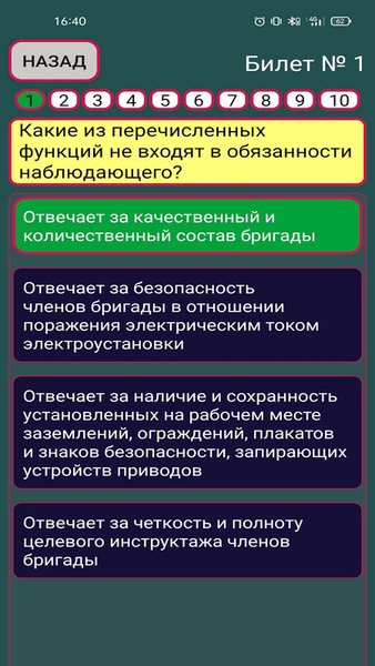 Электробезопасность III шруппа — Казуальные, скриншот интерфейса 3