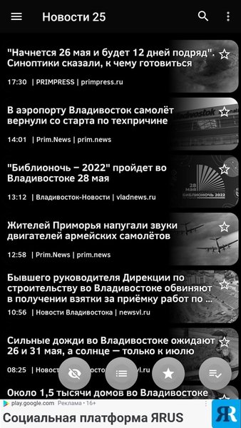 Новости 25: Приморский край — Новости и журналы, скриншот интерфейса 5