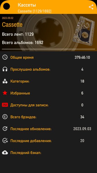 Кассеты — Музыка и аудио, скриншот интерфейса 3