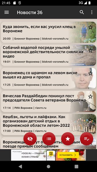 Новости 36: Воронеж — Новости и журналы, скриншот интерфейса 5