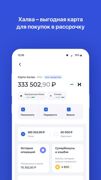 Халва - Совкомбанк — Банки, скриншот интерфейса 2