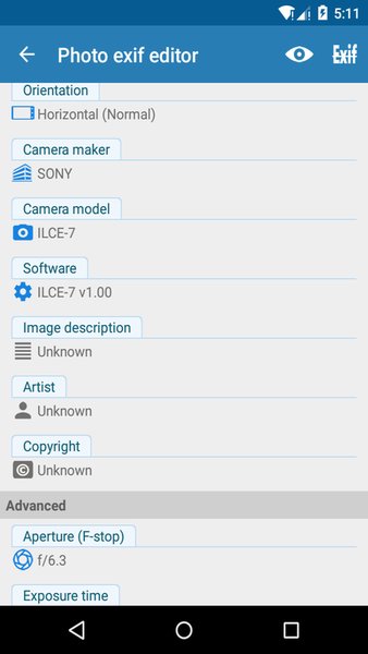 Photo EXIF Editor — Фотография, скриншот интерфейса 6