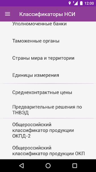 Справочник ВЭД — Бизнес, скриншот интерфейса 5