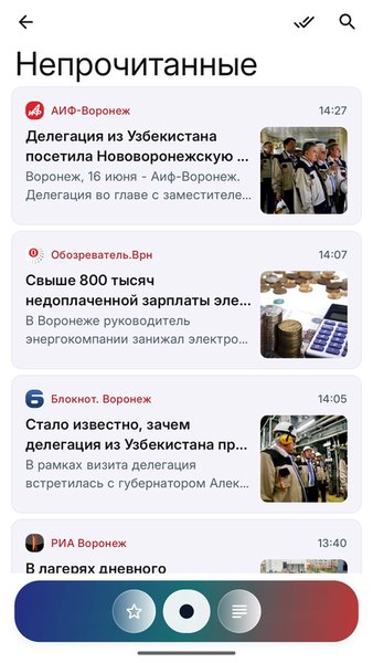 Новости Воронежа — Новости и журналы, скриншот интерфейса 1