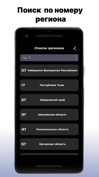 Коды регионов РФ — Автомобили и транспорт, скриншот интерфейса 4