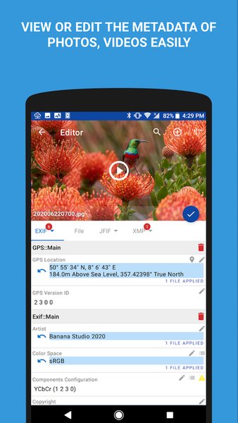 EXIF Pro - ExifTool Metadata for Android — Фотография, скриншот интерфейса 3