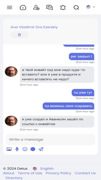 Delus ® — Социальные, скриншот интерфейса 3