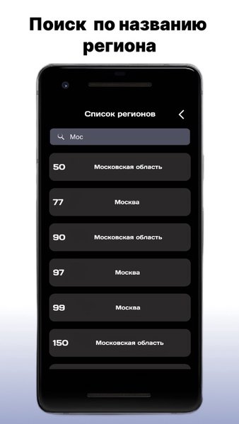 Коды регионов РФ — Автомобили и транспорт, скриншот интерфейса 5
