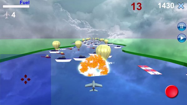 Самолет над рекой 3D — Военные, скриншот интерфейса 1