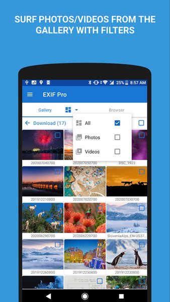 EXIF Pro - ExifTool Metadata for Android — Фотография, скриншот интерфейса 1