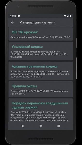 Экзамен на оружие — Образование, скриншот интерфейса 2