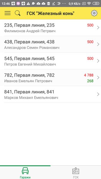 1С:Гаражи. Руководство ГСК — Финансы, скриншот интерфейса 1