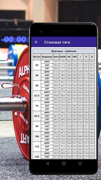 Калькулятор пауэрлифтра — Спорт, скриншот интерфейса 6