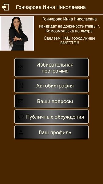 Избиратель — Связь, скриншот интерфейса 3