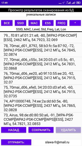 WiFi scanner — Связь, скриншот интерфейса 5