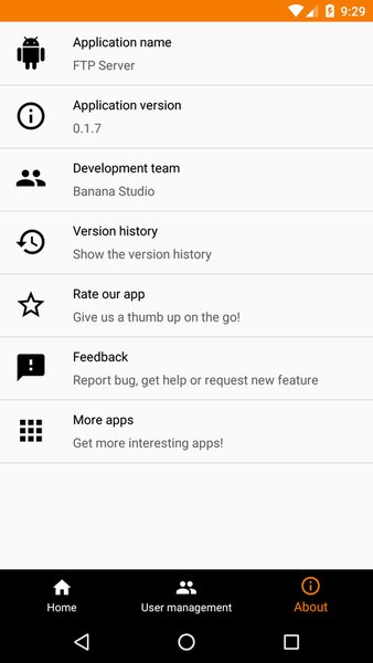 FTP Server - Wireless File Transfer — Связь, скриншот интерфейса 4