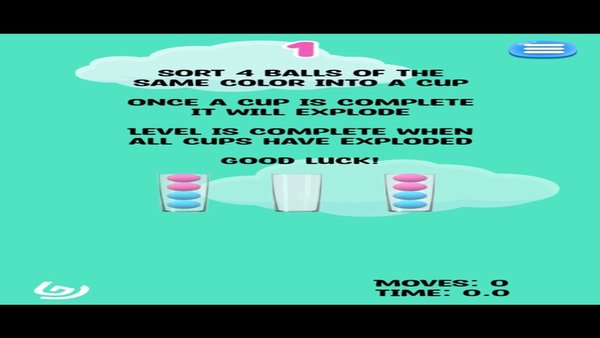 Ball cup boom — Головоломки, скриншот интерфейса 1