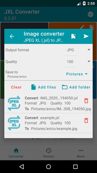 JXL (JpegXL) to JPEG Converter — Фотография, скриншот интерфейса 2