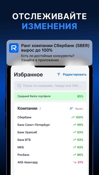 RANKS - Акции и Инвестиции — Финансы, скриншот интерфейса 1