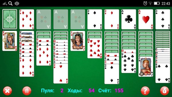 Косынка — Карточные, скриншот интерфейса 1