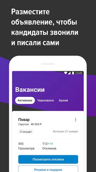 hh бизнес: поиск сотрудников — Работа, скриншот интерфейса 4