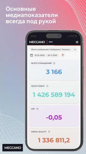 Meccano Analytics — Бизнес, скриншот интерфейса 3
