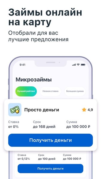 Netfinbank - Займы на карту — Финансы, скриншот интерфейса 1