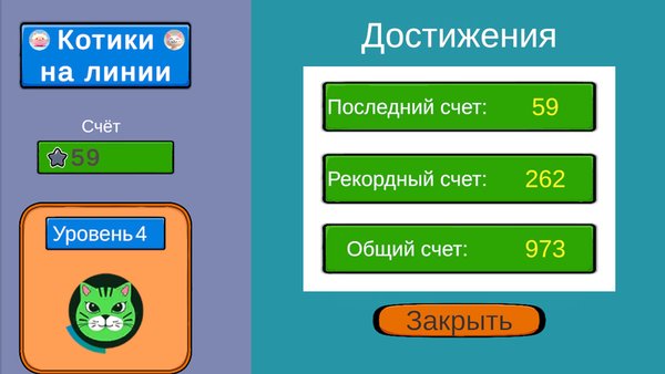 Котики на линии — Головоломки, скриншот интерфейса 1